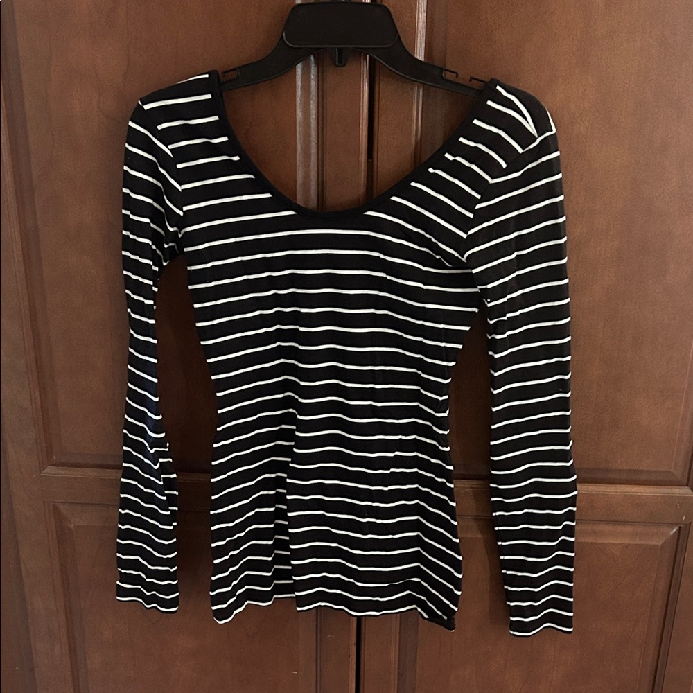 PacSun Black and White Striped Long Sleeve Top